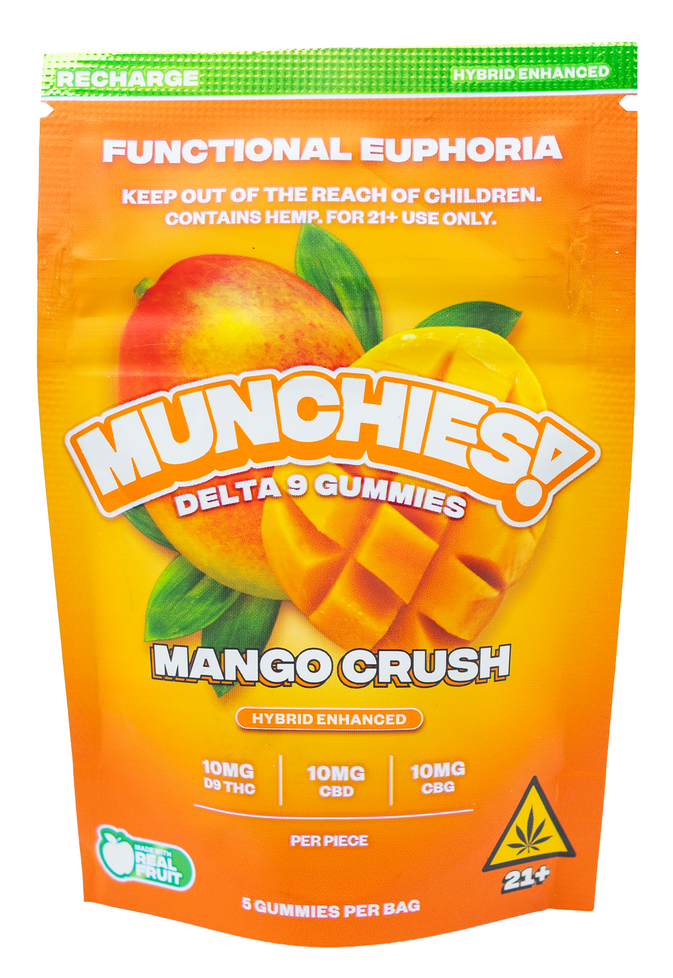 Munchies Functional Euphoria D9 gummies 5pc Mango Crush Hybrid